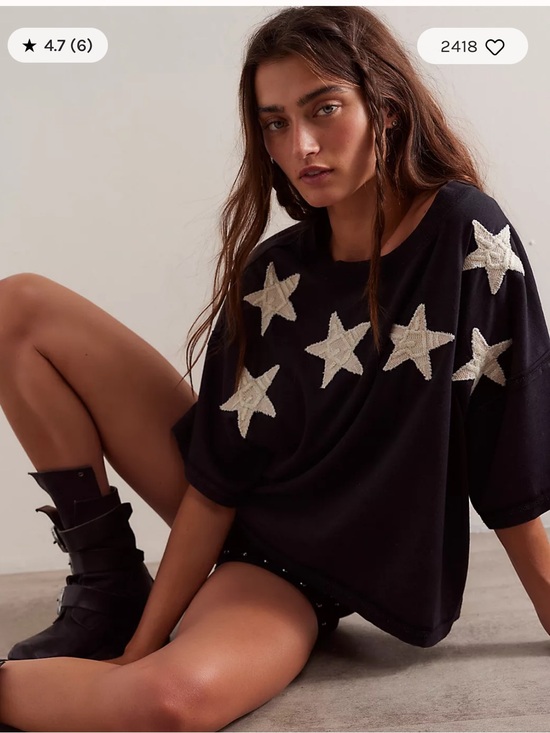 Free People Tops - Free People We The Free So Into You Tee Medium Black Star Combo NWT Tunic Top
